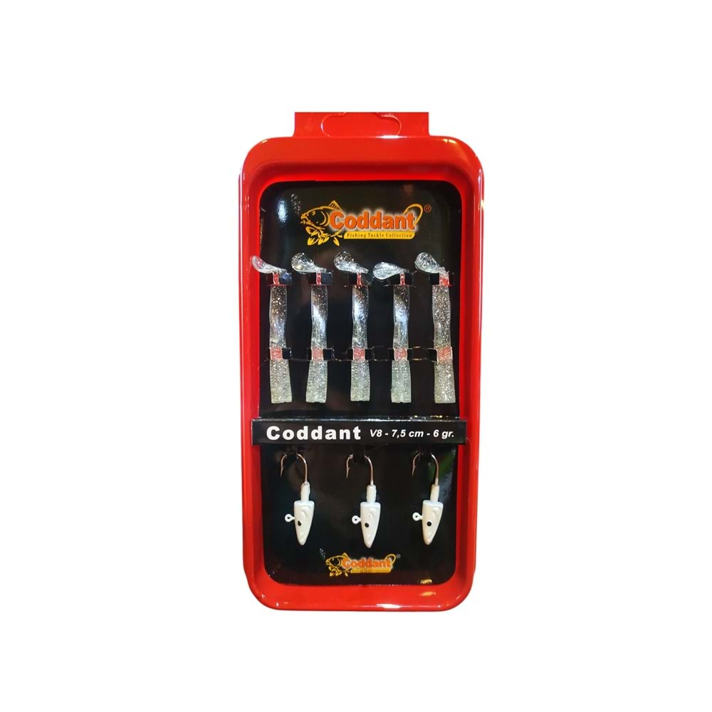 Coddant V8 7.5cm 6gr Şeffaf 5li Silikon Yem Seti