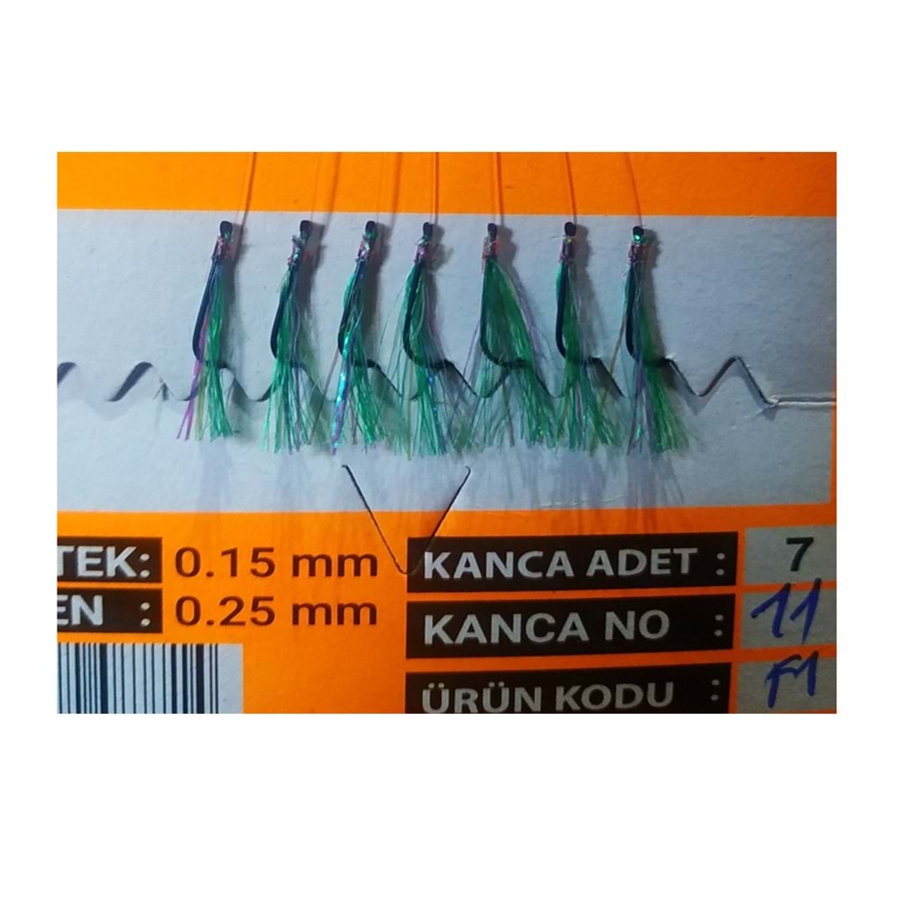 Vurgun 80gr 7 Siyah İğneli Kanca No:10 Koyu Yeşil F2 Renk Organze Çapari