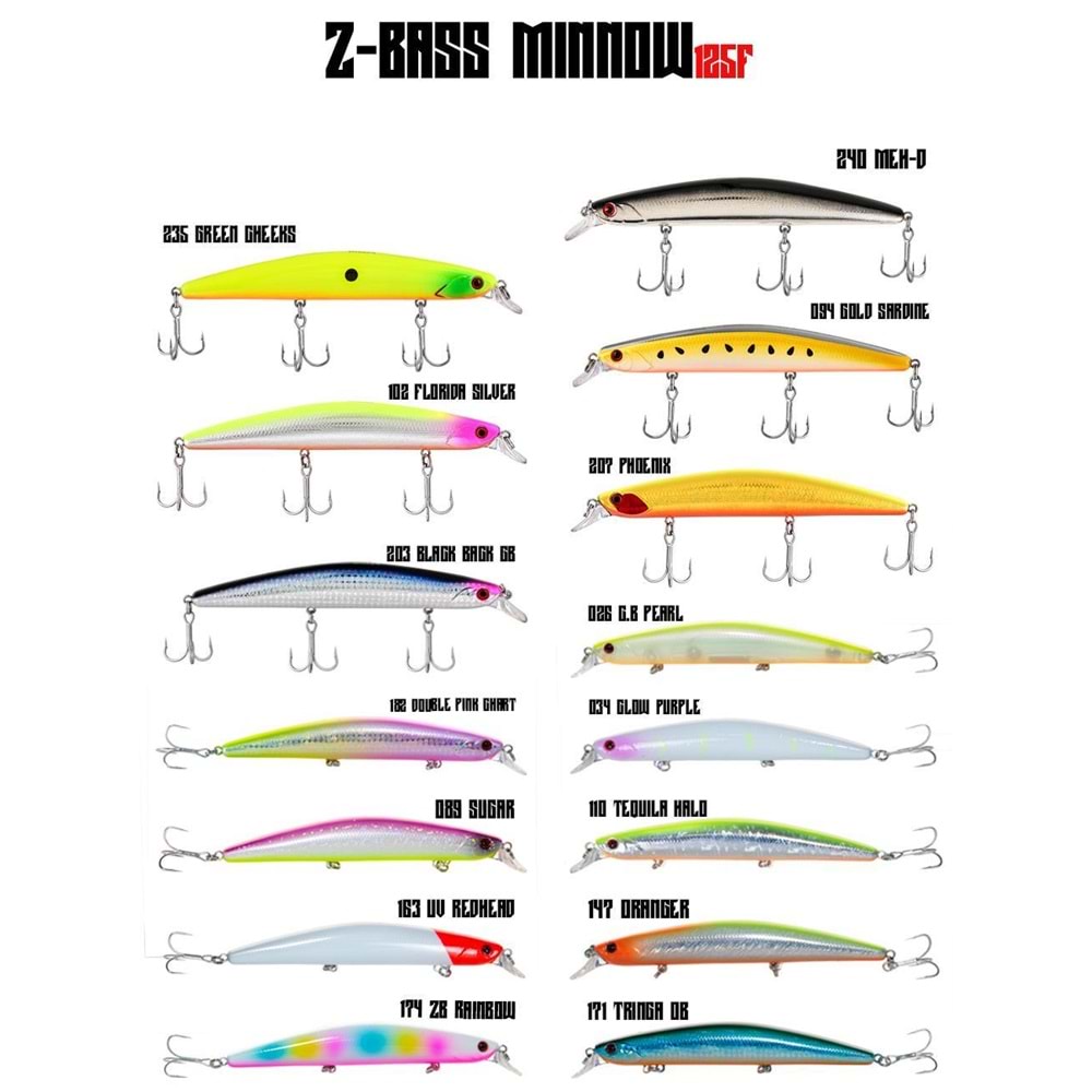 Fujin Z-Bass Minnow 125F 21gr Rapala Maket Balık - 102-FLORIDA SILVER