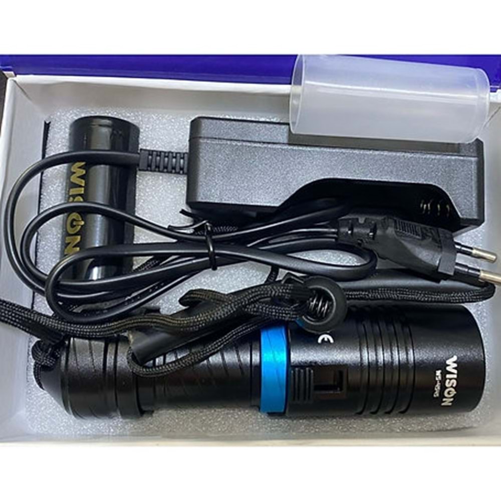 Wison Ws-4545 Şarjlı Su Altı Dalış El Feneri 100 Menzil 10w 1800 Lümen