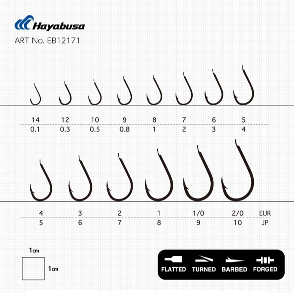 Hayabusa HCHN 121 Kısa Pala Dövme Olta İğnesi 15li Paket Black Nikel - NO-7