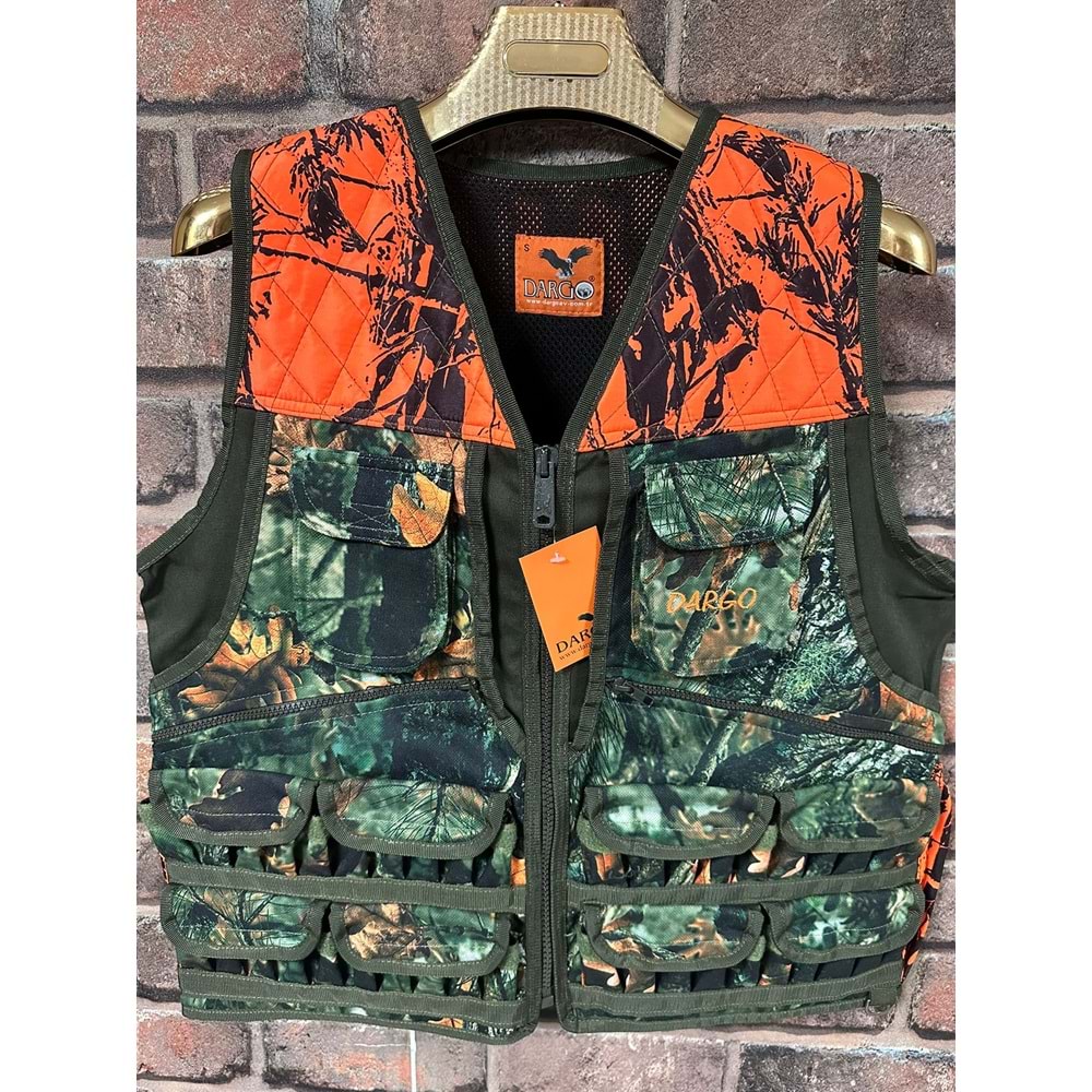 Dargo Turuncu Sonbahar Kamuflaj Avcı Yeleği - 3XL