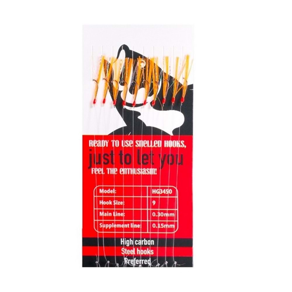 HG3450 Effe Çapari Mackarel 9 Numara 10 İğneli Turuncu Simli