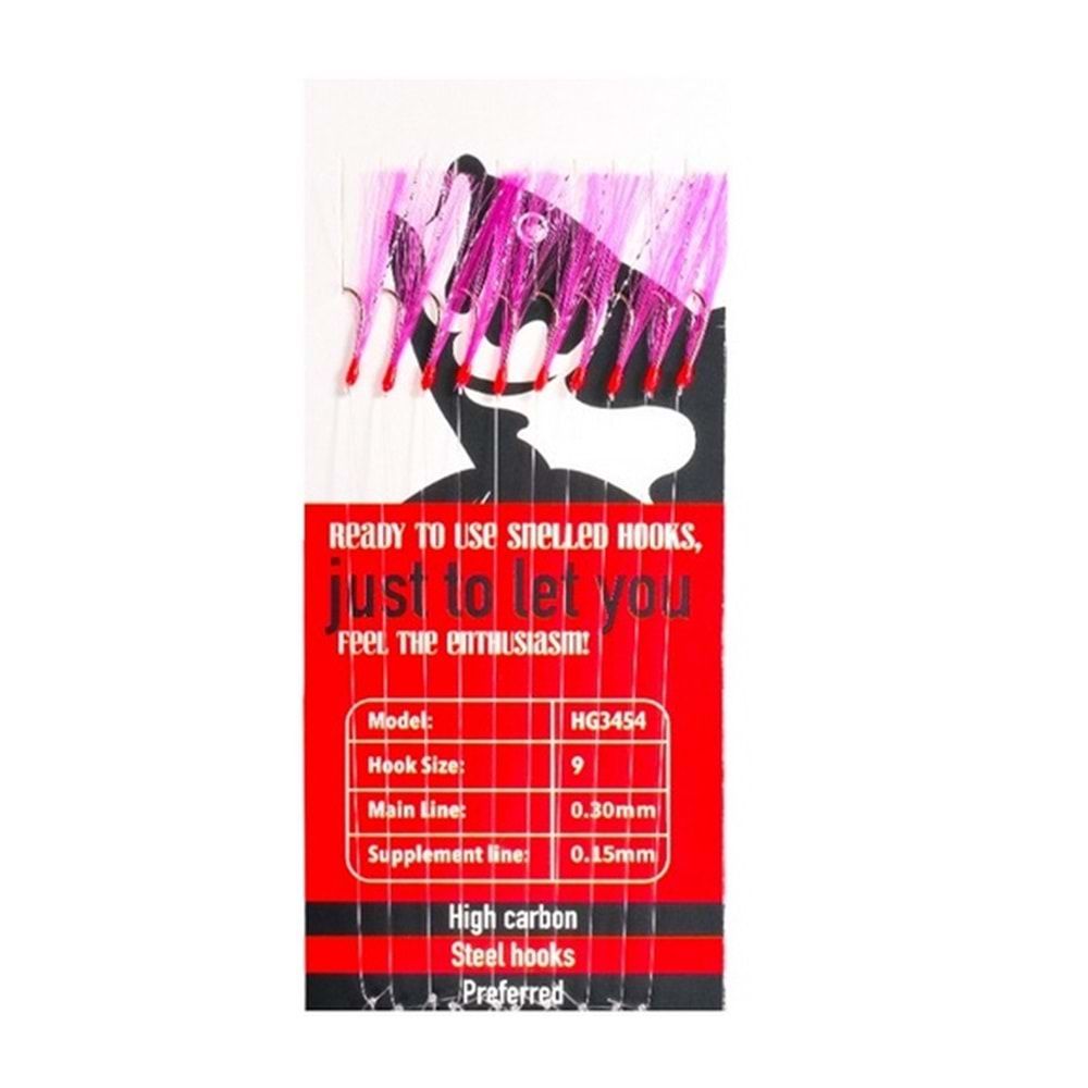 HG3454 Effe Çapari Mackarel 9 Numara 10 İğneli Mor Floşlu Parlak Simli