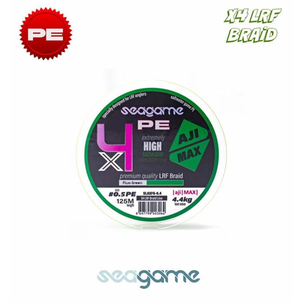 Seagame X4 Aji Max 0.4Pe 125m Fluo Green LRF İp Misinası