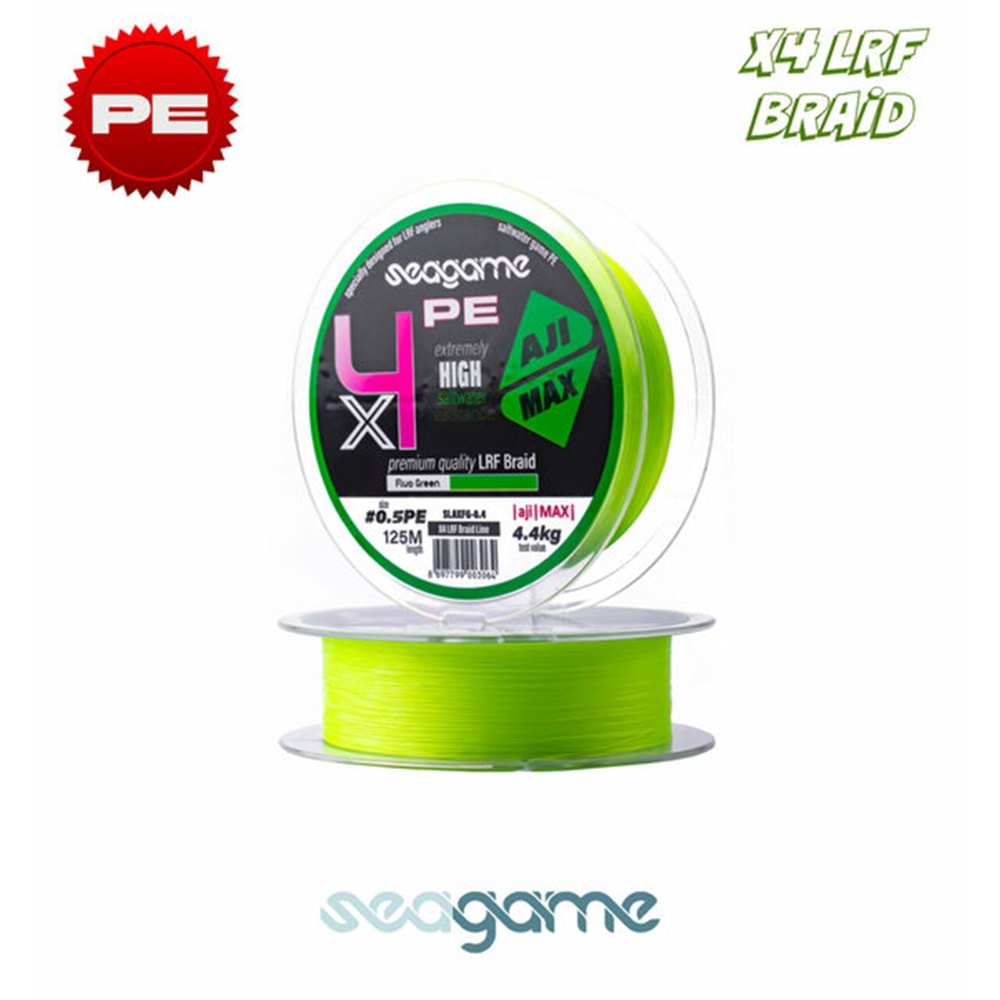 Seagame X4 Aji Max 0.5Pe 125m Fluo Green LRF İp Misinası