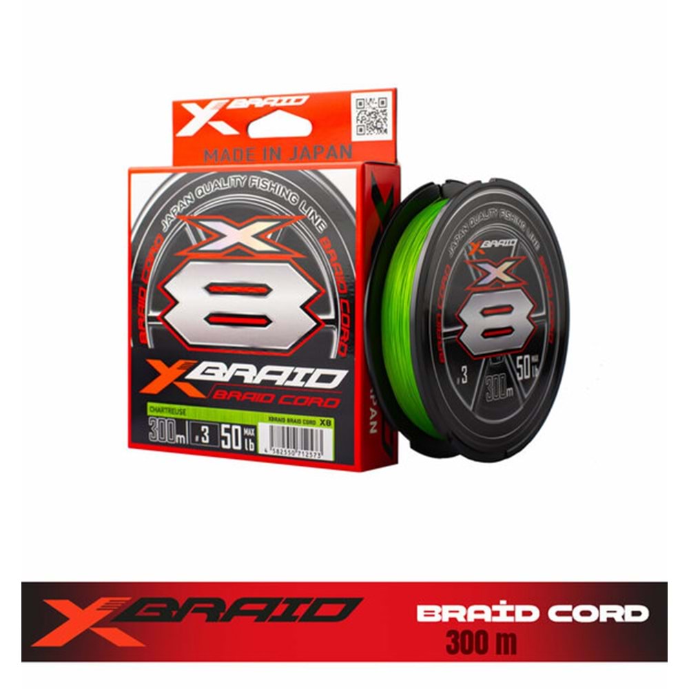 YGK X036 X-Braid Braid Cord PE X8 300m Fluo Green - 0.20MM