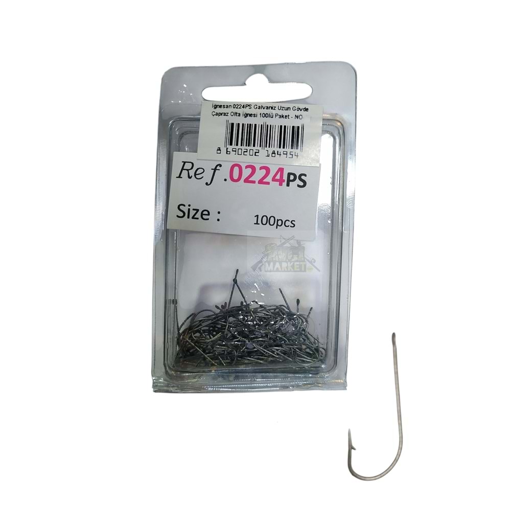 İğnesan 0224PS Galvaniz Uzun Gövde Çapraz Olta İğnesi 100lü Paket - NO-3
