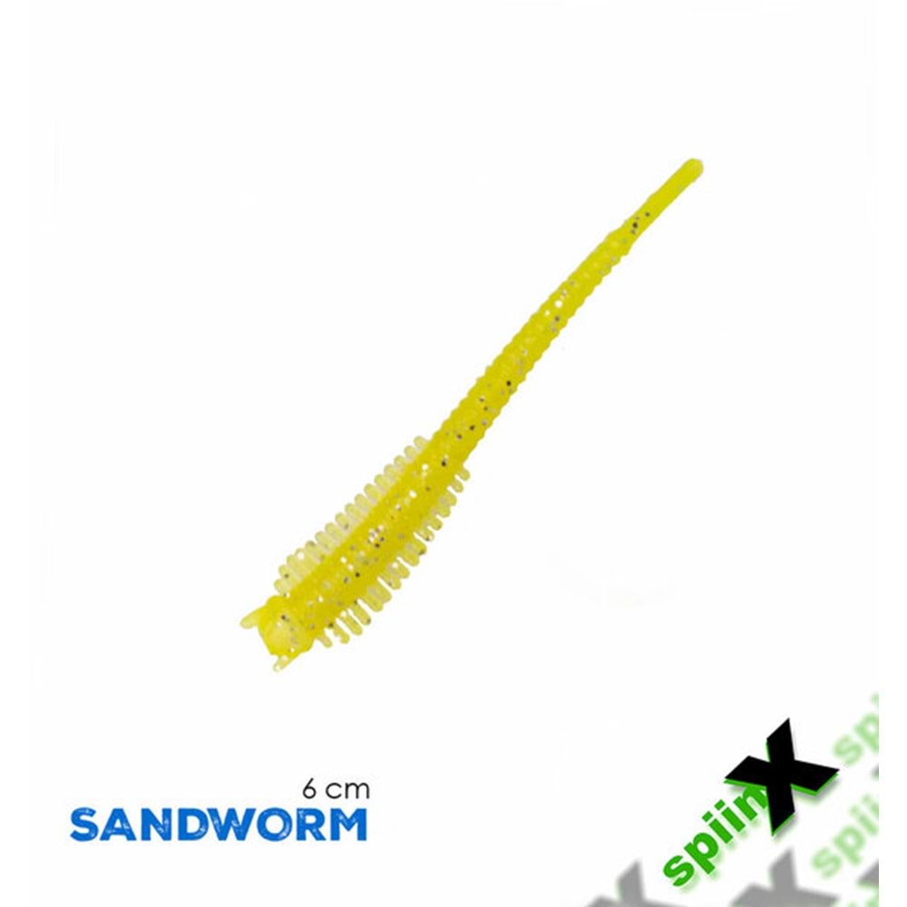 Spiinx Sandworm 6cm 18P Glow Lemonade Lrf Silikon Sahte Yem