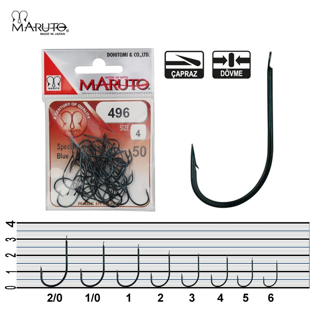 Maruto 496 Mavi (50li Paket) Olta İğnesi - NO-1