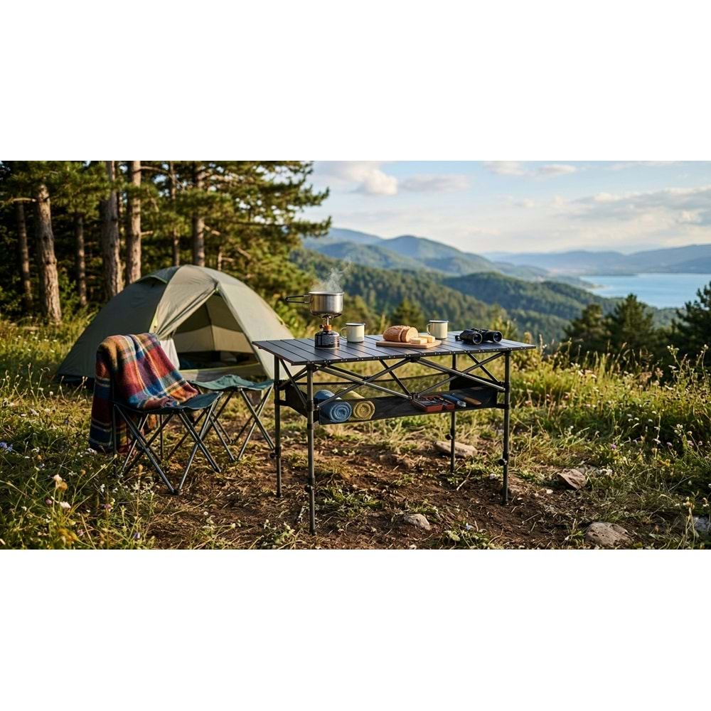 BRF Katlanabilir Teleskopik Kamp Masası 120x55x50-80cm