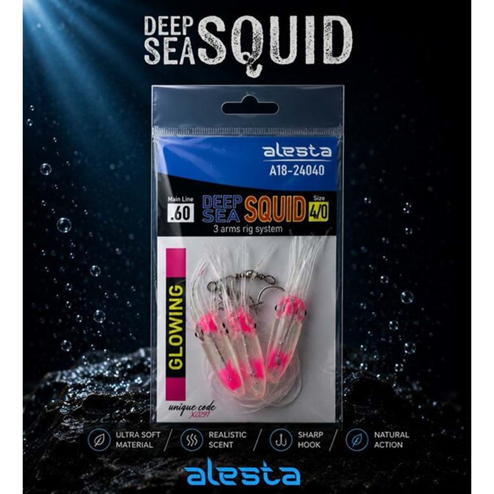 Deep Sea Squid 3 lü Sübye Çapari X0297 3K 7cm 0.60 #4/0 Glow Pink A18-24040