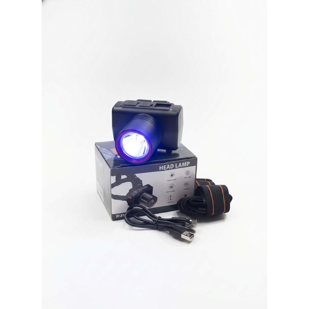 Kafa Lambası Şarjlı UV Lambalı Sensörlü Zoomlu KL 2033 UV