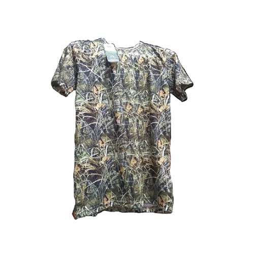 Sazlık Desenli Kısa Kollu T-Shirt Yuvarlak Yaka M Beden
