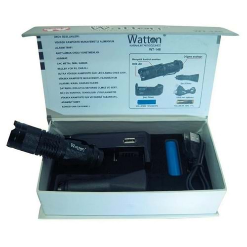 Watton Wt-146 Geçici Körlük Yapan Zoomlu Fener