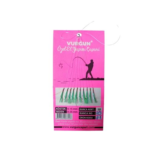 VURGUN 80gr 10 İğneli Kısa Köstek Yeşil Organze Çapari