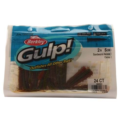 BERKLEY GULP ALIVE SANDWORM CAMO 5CM OLTA YEMİ 24LÜ PAKET