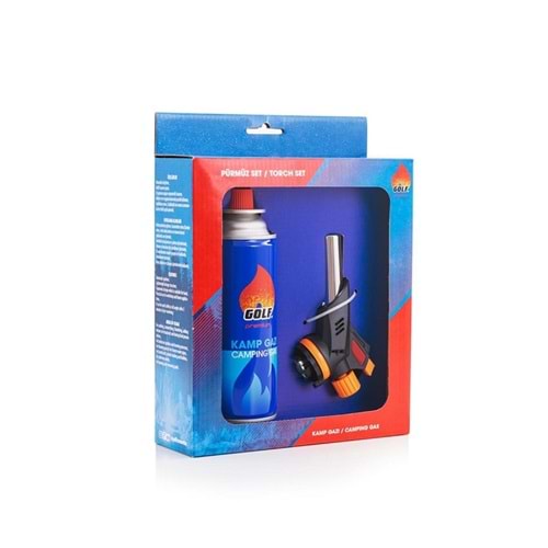 Golf Premium Kamp Ocak Gazı Valfli Kartuş 227G Çakmaklı Pürmüz Set