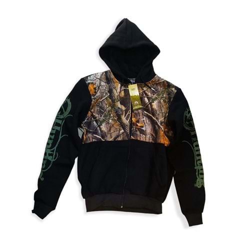 Hunting Orman Desenli İçi Polarlı Kapşonlu Sweatshirt