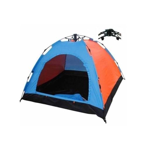 Crown Turuncu Mavi Otomatik Kamp Çadırı 4 Kişilik 200x200x140cm