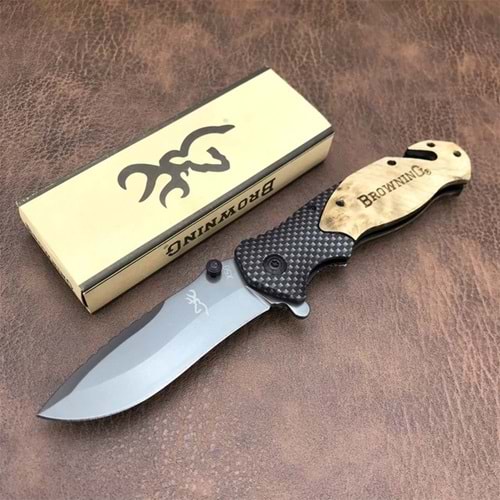 Browning X50 Ahşap Kabze Klipsli Çakı