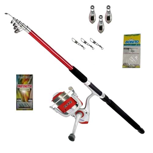 2.10m Bauer Pegasus 4000 Effe Delta Kayık Tekne Olta Seti