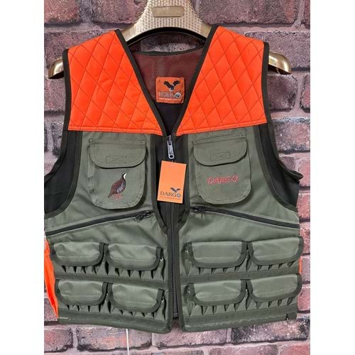 Dargo Turuncu Haki Baklava Desenli Avcı Yeleği