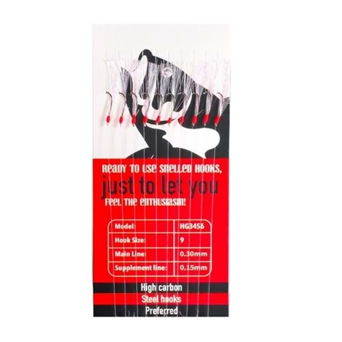 HG3456 Effe Çapari Mackarel 9 Numara 10 İğneli Beyaz Floşlu Parlak Pembe Simli