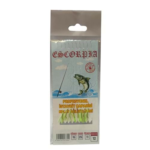 Profesyonel İstavrit Çaparisi 8 Kırmızı İğneli A.Yeşil Simli Kırmızı Kırçıllı