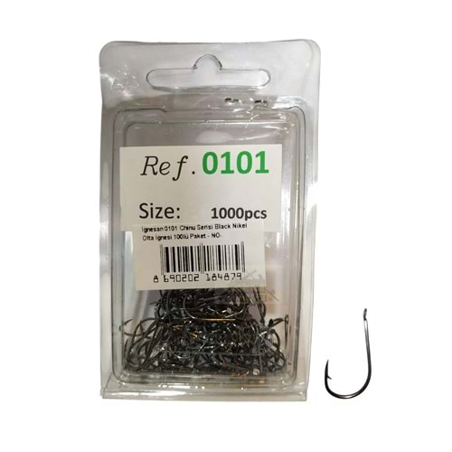 İğnesan 0101 Chinu Serisi Black Nikel Olta İğnesi 100lü Paket