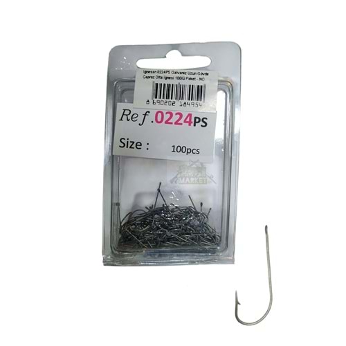 İğnesan 0224PS Galvaniz Uzun Gövde Çapraz Olta İğnesi 100lü Paket