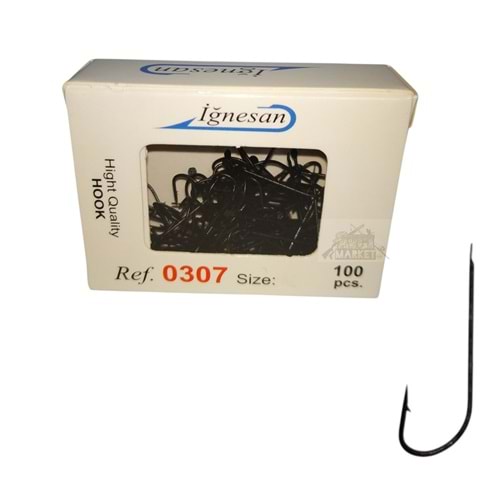 İğnesan 0307 Serisi Siyah Çapraz 100lü Paket Olta İğnesi