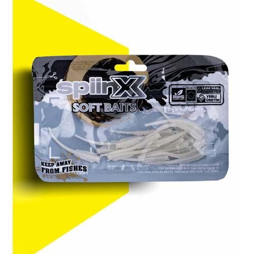Spiinx Sandworm 6cm 18P Glow Pearl White Lrf Silikon Sahte Yem