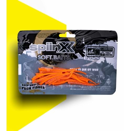 Spiinx Sandworm 6cm 18P Glow Orange Gum Lrf Silikon Sahte Yem