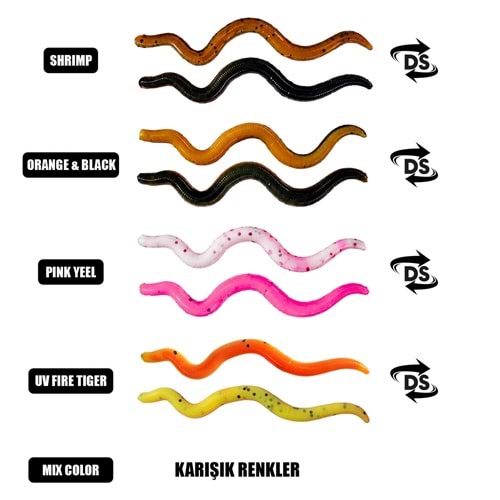 Effe Twitch Worm Garlic HG35 80mm 15li Silikon Sahte Yem