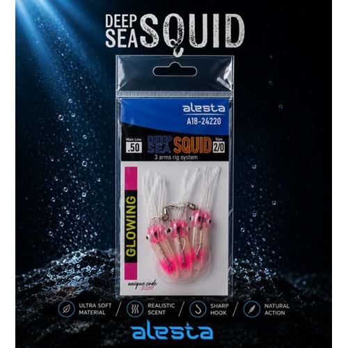 Deep Sea Squid 3 lü Sübye Çapari X0297 3K 7cm 0.50 #2/0 Glow Pink A18-24020