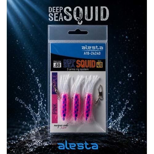 Deep Sea Squid 3 lü Sübye Çapari X0297 3K 7cm 0.60 #4/0 Purple Pink A18-24240