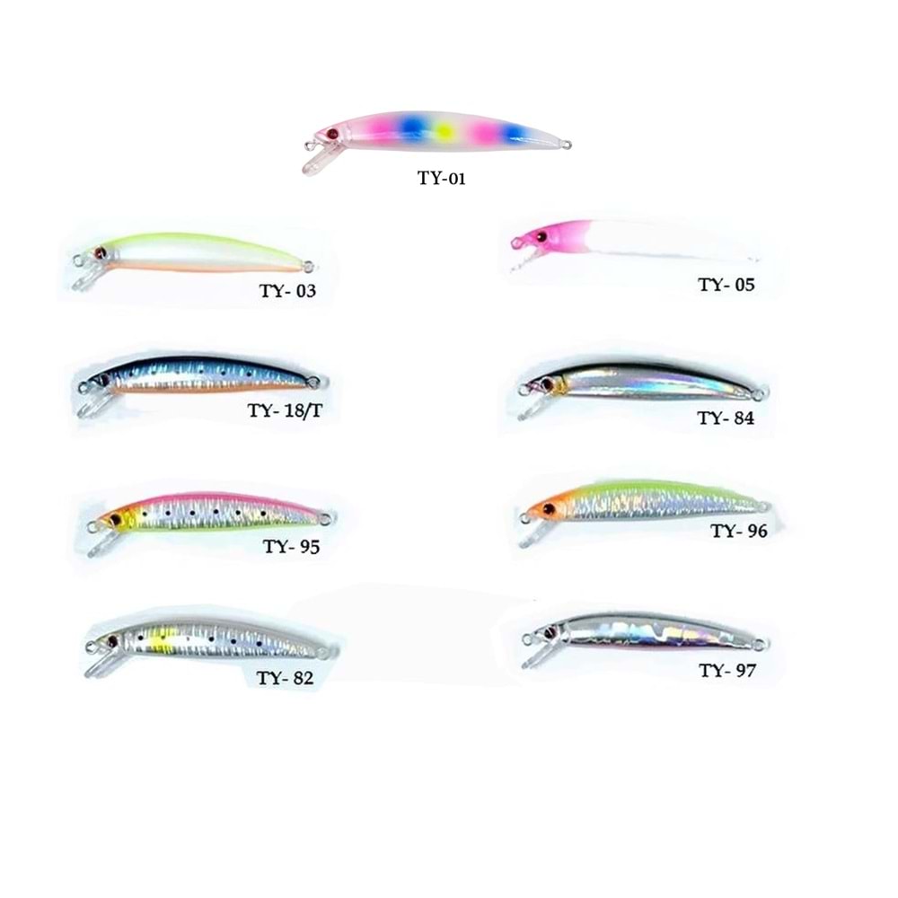 TURKO 70mm 3,8gr Kurşun Arkası Rapala Maket Balık - RENK KODLARI - TY-03