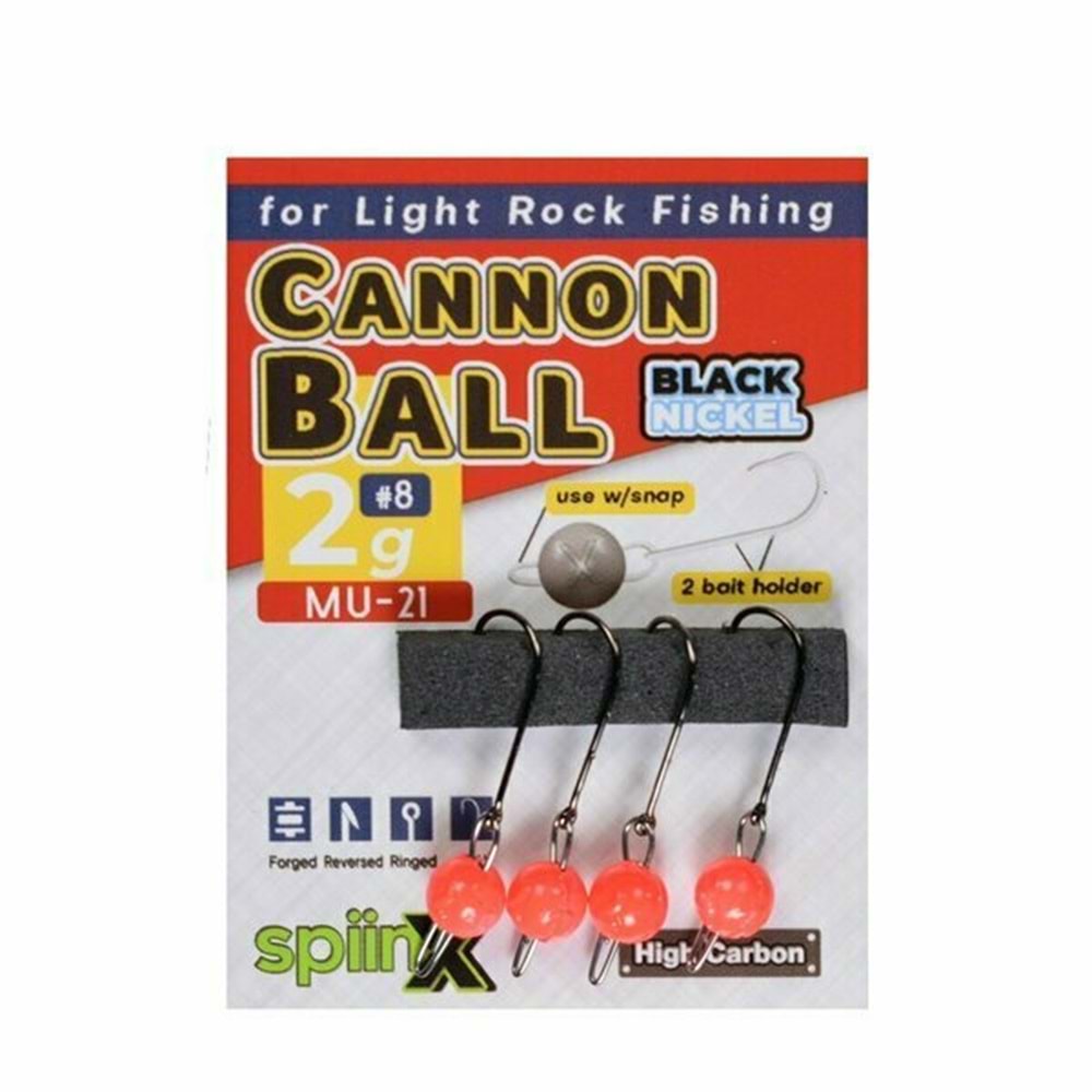 Spiinx Cannon Ball Jighead UV Pembe 5gr İğne No:7 4lü Paket