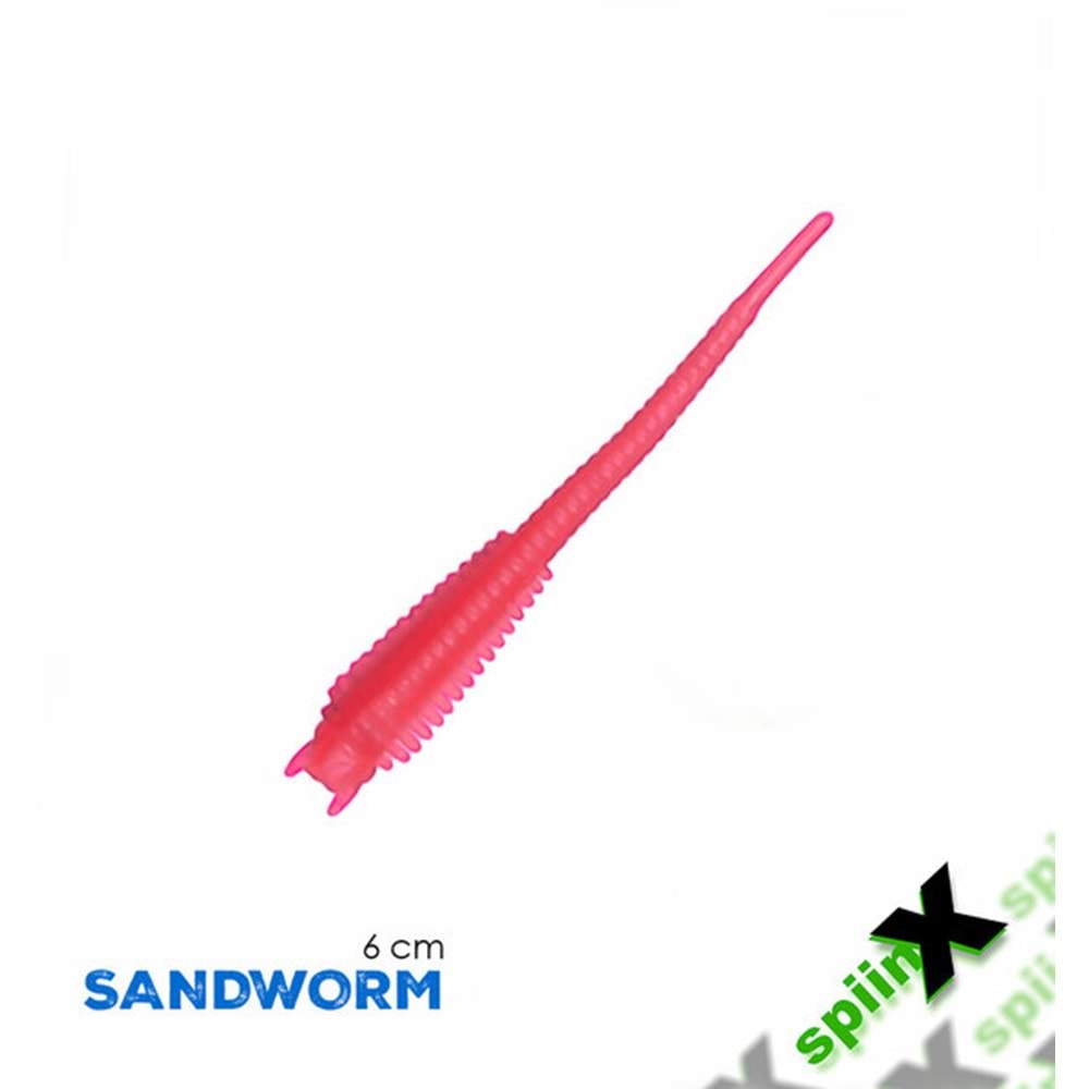 Spiinx Sandworm 6cm 18P Uv Pinky Lrf Silikon Sahte Yem