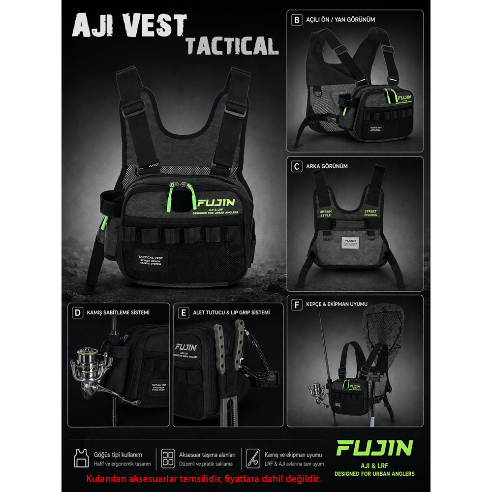 Fujin Aji Vest Tactical Khaki Balıkçı Çantası