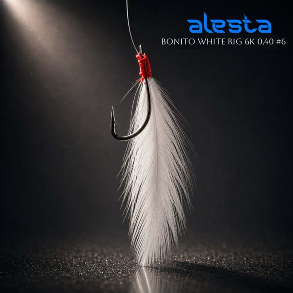 Alesta Bonito White Rig X0278 6 Kanca 0.40 Beden #6 Numara İğneli Beyaz Tüylü Palamut Çaparisi A18-1606