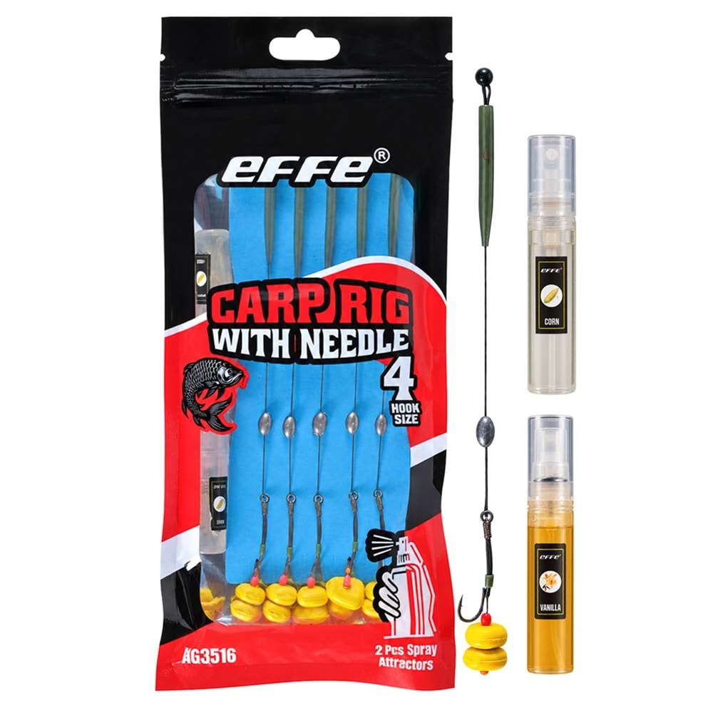 Effe Carp Rig With Needle HG3516 Mısırlı Kokulu İğneli Sazan / Boilie Hazır Takımı - NO-4